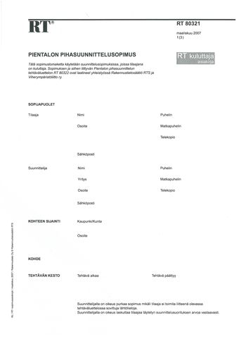 RT 80321 Pientalon pihasuunnittelusopimus