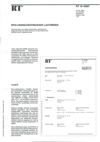 RT 16-10667. Sivu-urakkasopimuksen laatiminen.