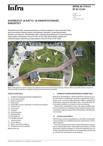 Viherkatot ja katto- ja kansipuutarhat, rakenteet - Työohjeet ja standardit - 10636 - 1